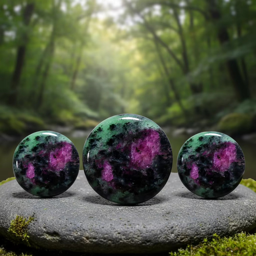 CrystalHola Rubin-Zoisit Scheibenstein in Rot-Grün, getrommelter Edelstein für Meditation und Dekoration - Bild 4