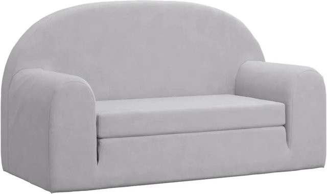 vidaXL Kinder-Schlafsofa 2-Sitzer aus weichem Plüsch in Hellgrau, B/T/H: 84 x 34 x 45 cm - Bild 1