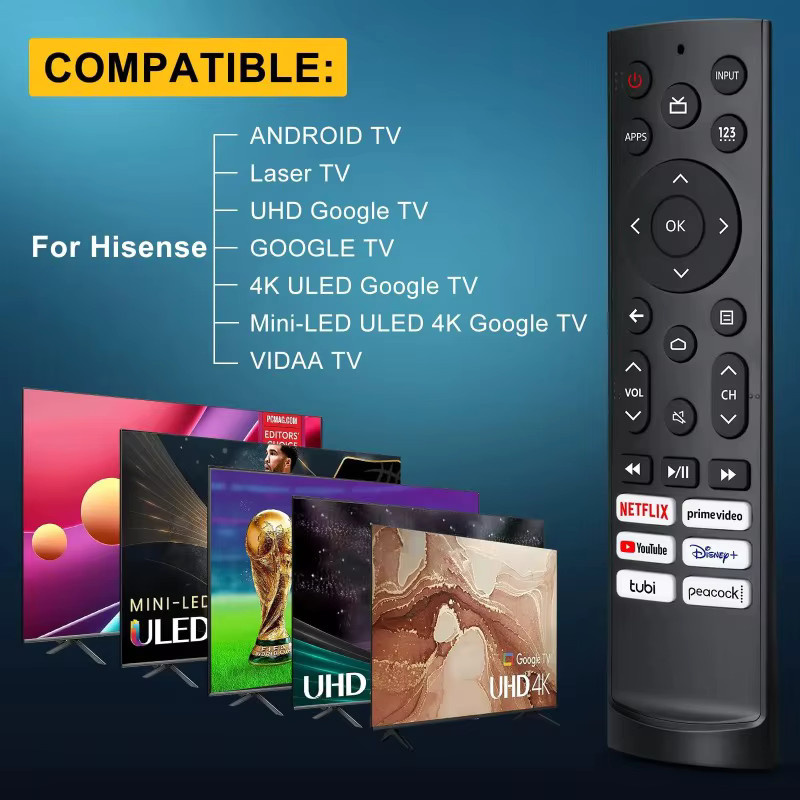 Ersatzfernbedienung ERF3A90 für Hisense Android UHD 4K ULED Smart TV in Schwarz - Bild 2