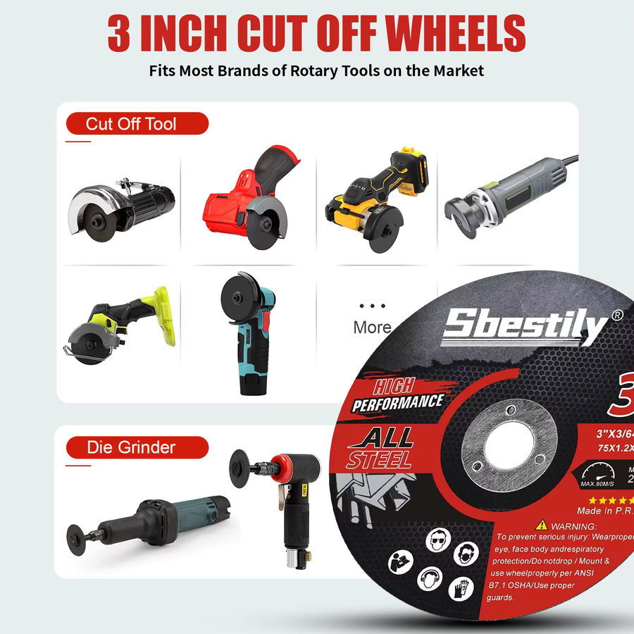 SI FANG 5er Set Mini Trennscheiben Rund 75 mm Ultra Dünn für Winkelgrinder zum Schneiden von Holz und Stahl in Rot und Schwarz - Bild 4
