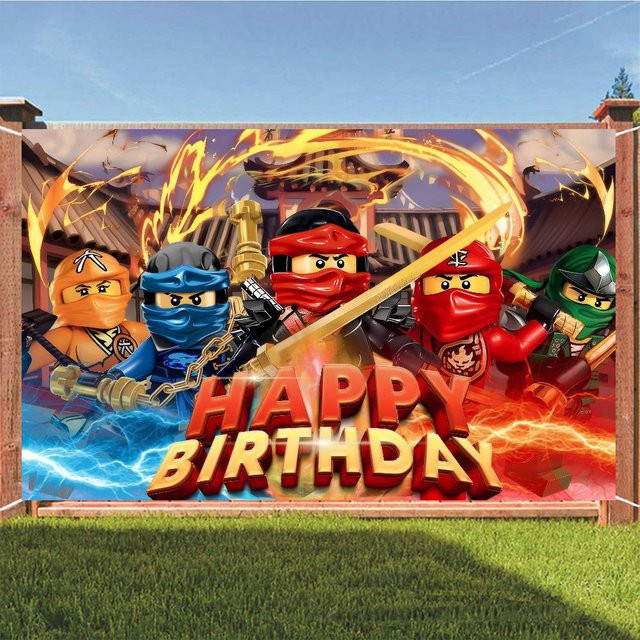 Ninjagos Anime Geburtstagsposter für Kinder, Party-Hintergrund Banner in Rosa und Multicolour, Papier-Poster - Bild 1