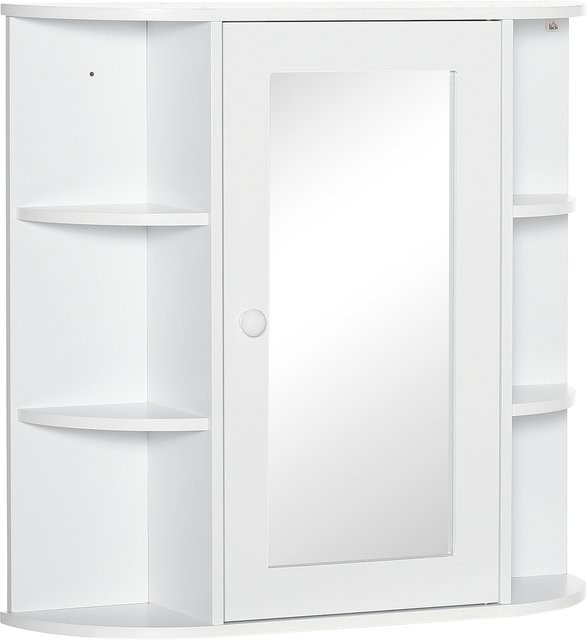HOMCOM Aosom Badezimmerschrank modern in Weiß mit Glastüren und silbernen Akzenten aus lackiertem MDF zur Wandmontage - Bild 1