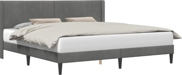 vidaXL Bettrahmen mit Kopfteil aus Samt in Dunkelgrau, B/T/H: 180 x 200 x 96 cm - Bild 1