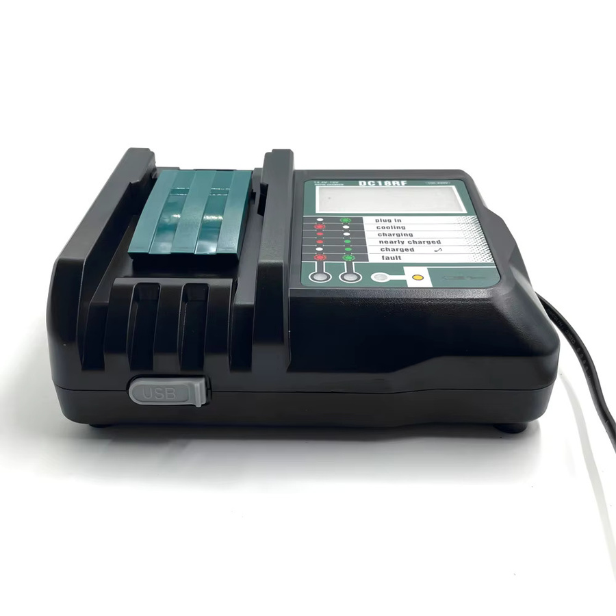 Makita DC18RF Li-Ionen-Akku-Ladegerät mit 3A Ladestrom und USB-Anschluss in Schwarz für 14,4 V und 18 V Elektrowerkzeuge - Bild 3