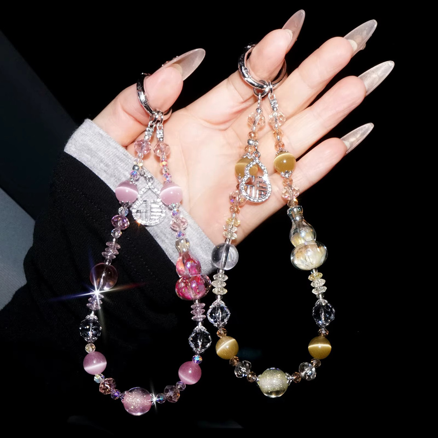 Dolob Kristallperlen-Handykette als modisches Accessoire in Purple und Multicolour für Damen und Herren - Bild 2