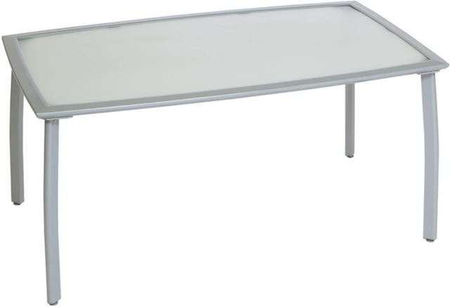 Merxx Gartentisch Carrara aus Aluminium mit Glasplatte, rechteckig, silberfarben, B/T/H: 150 x 90 x 74,5 cm - Bild 1
