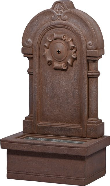 Solar-Gartenbrunnen Dobar Poseidon mit LED und Solar-Panel in Sandstein Grau aus Kunststein - Bild 1