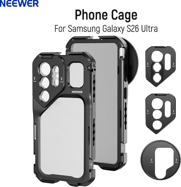 NEEWER Mobile Video Rig Stabilisator Vlog-Kit Handyhalterung für Samsung Galaxy S26 Ultra in Schwarz mit 3X Rückplatte für 67mm Filter - Bild 1
