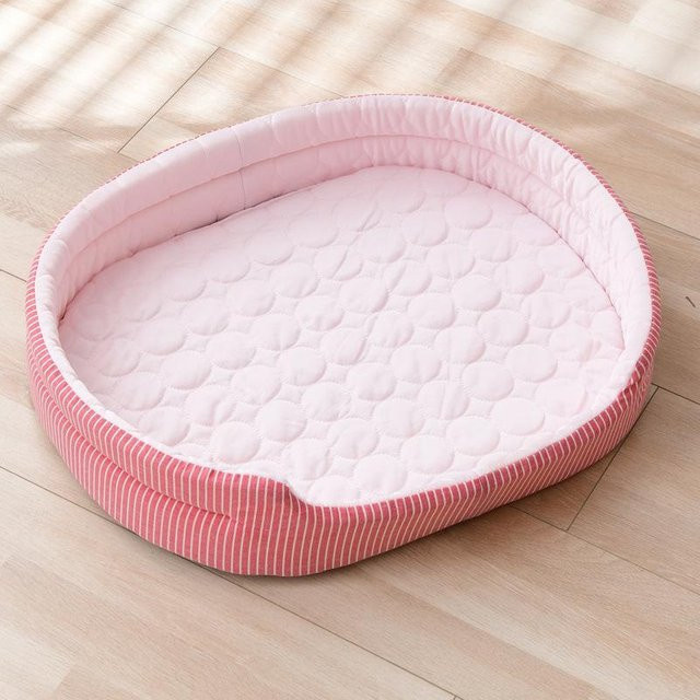 Kühlendes Haustierbett von Yiran Furniture für Katzen und Hunde, elliptische Eispad-Schlafmatte in Rosa, rutschfest, B/T: 50 x 38 cm - Bild 1