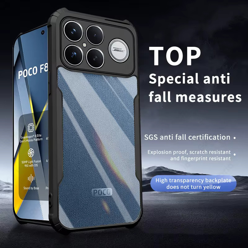 Transparente Xiaomi Poco F8 Ultra Handyhülle mit magnetischem Halter und Ring, stoßfestes Design in Schwarz und Transparent - Bild 2