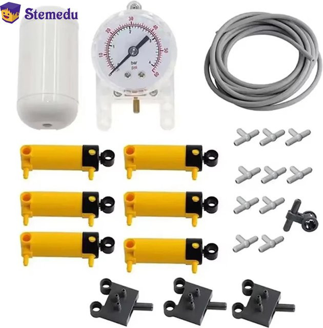 Stemedu MOC-Pneumatik-Kit mit 23 Teilen für Lego Technic kompatibel, Set bestehend aus Luftpumpen, Zylindern und Schubstangen aus Kunststoff - Bild 1