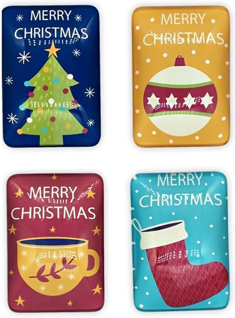 SZ-Damai Weihnachts-Kühlschrankmagneten Set aus Kunststoff, 4 Stück, Blau und Mehrfarbig, Weihnachtsdekoration mit Santa und Weihnachtsbaum - Bild 1