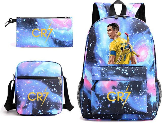 3-teiliges Schulrucksack-Set für Schüler aus Oxford-Stoff mit Schultasche, Schultergurt und Federmäppchen in Multicolour - Bild 1