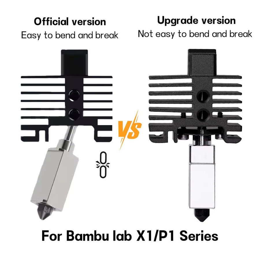 JINGLIN Upgrade-Hotend-Kit für Bambu Lab P1P P1S X1 X1C mit Bimetall-Hals, Thermistor und gehärteter Stahldüse TZ V2.0 in Rot - Bild 2