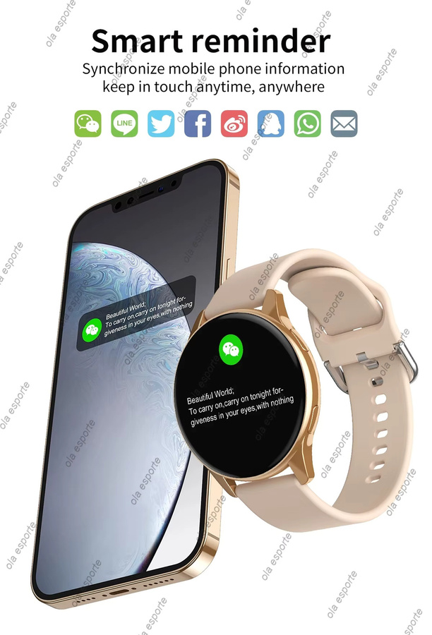 Ola Esporte Smartwatch, 1,39 Zoll, Schwarz, Silikon, Unisex - Bild 2