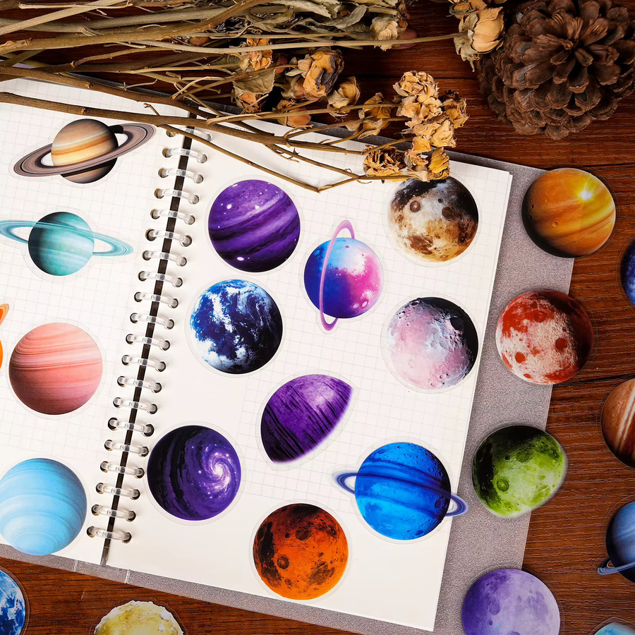Space Planet Serie bunte PET-klare Aufkleber für Laptop, Notebook und Telefon, Multicolor, 56 Stück - Bild 3