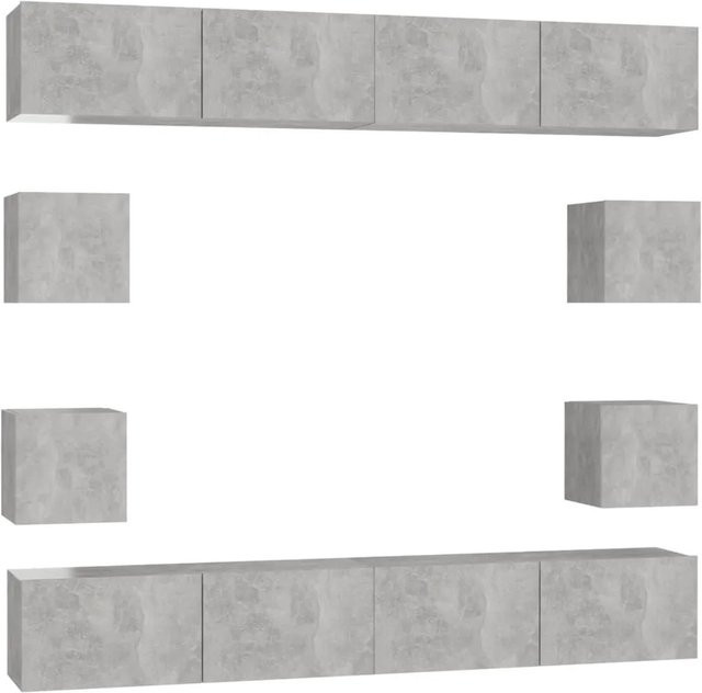 vidaXL 8-teiliges TV-Schrank-Set aus Holzwerkstoff in Betongrau für dein Wohnzimmer - Bild 1