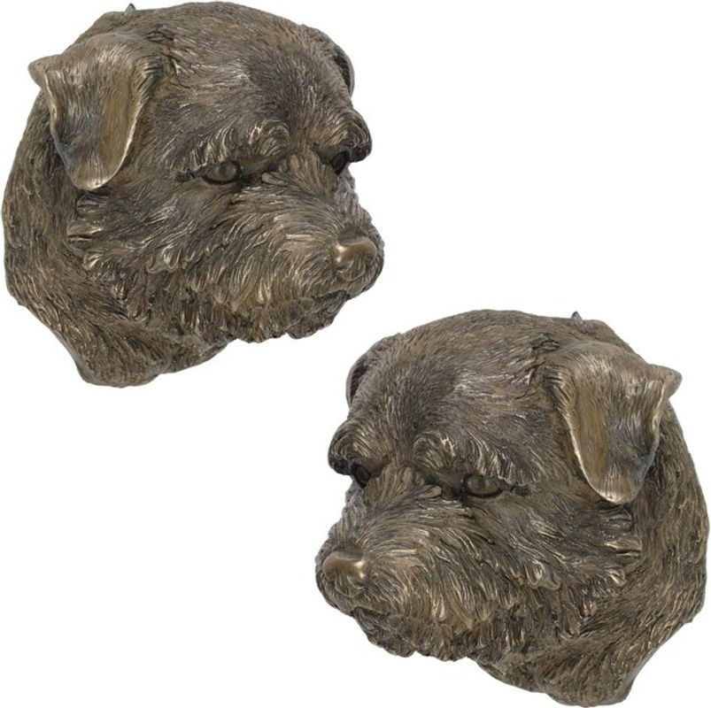 Art-Dog Norfolk Terrier Hundestatue als hängende Büste in Braun mit Cold-Bronze-Optik - Bild 1
