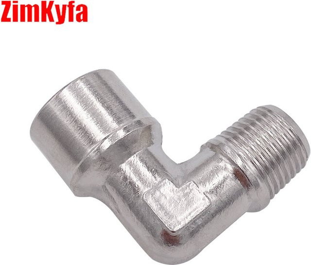 Zimakyfa 90-Grad-Luftanschluss-Winkel aus Edelstahl in Silber, 1/8 Zoll NPT-Außengewinde auf 1/8 Zoll NPT-Innengewinde - Bild 1