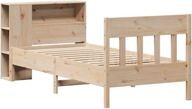 vidaXL Bücherregalbett aus Massivholz Kiefer in rustikalem Design, Breite: 75 cm, Länge: 190 cm - Bild 1