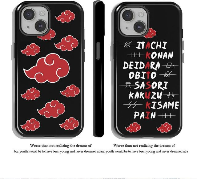 Schutzhülle mit Naruto Akatsuki Wolken Design für Apple iPhone in Schwarz - Bild 1