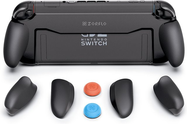 GAMWING Ergonomischer Hartschalen-Griff mit austauschbaren Griffen für Nintendo Switch in Schwarz - Bild 1