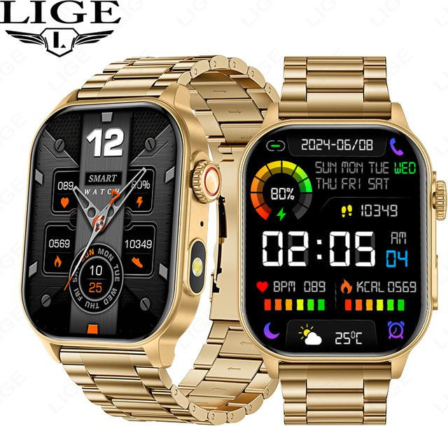 LIGE Smartwatch, Gold, Edelstahl, Unisex - Bild 1