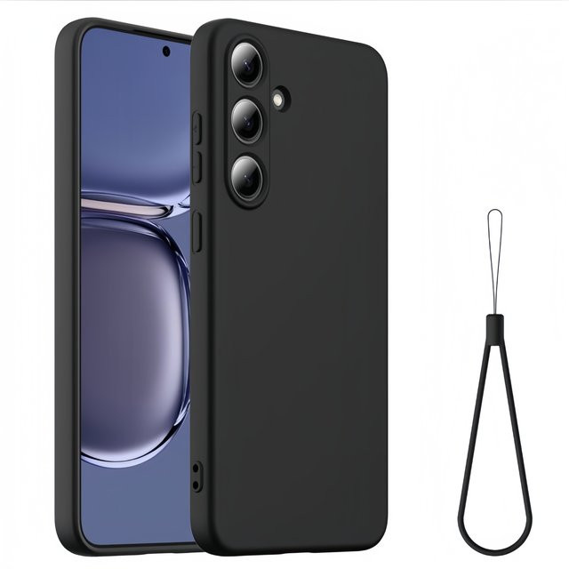 Stoßfeste Flüssigsilikon-Handyhülle für Samsung Galaxy S25, S25+, S25FE und S24FE in Schwarz - Bild 1