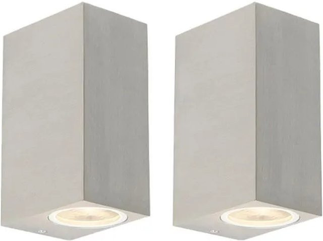 QAZQA Baleno II 2er Set Moderne Wandleuchten aus Stahl und Aluminium in Silber, IP44, dimmbar, GU10 für Außenbereich und Badezimmer - Bild 1