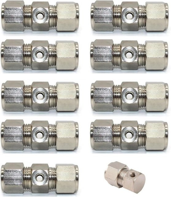 10 Stück Messing-Stecker für Nebelsysteme, 3/8 Zoll (9,52 mm), gerader Sprühsitz, Hochdruck-Düsenanschluss, Farbe: Silber - Bild 1