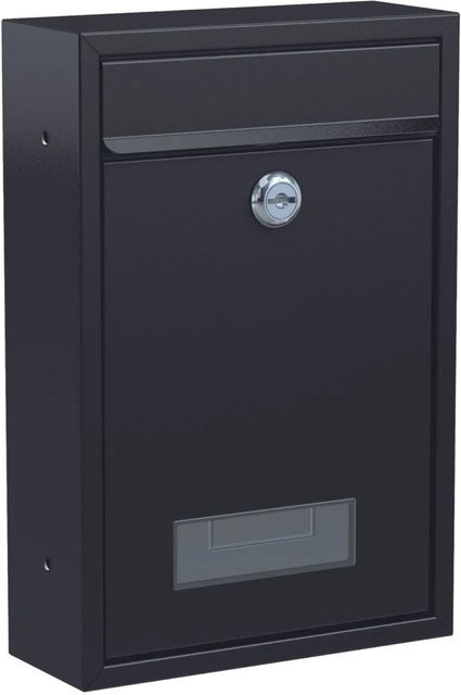 BASI Briefkasten BK 100M aus Stahl, Wandmontage, Schwarz, B/H/T: 32,0 x 21,5 x 8,2 cm - Bild 1