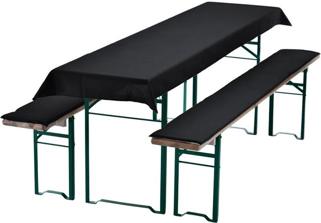 NYVI Bierbankauflagen Set NYVIGala 3-teilig in Schwarz mit Tischdecke und Sitzpolstern für Bierzeltgarnituren, Breite: 240 cm, Tiefe: 70 cm - Bild 1