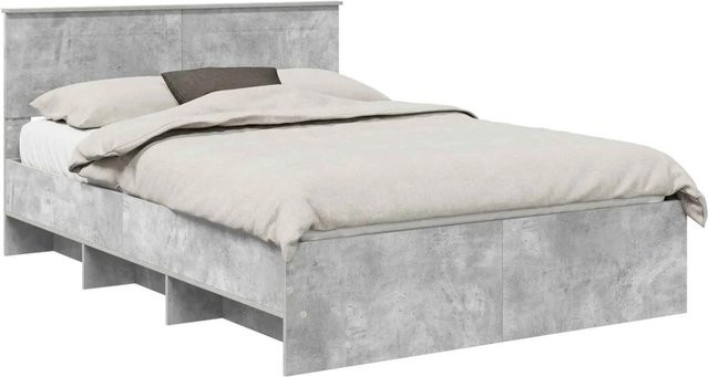 vidaXL Bettrahmen mit Kopfteil aus Holzwerkstoff in Betongrau, B/T/H: 140 x 200 x 90 cm - Bild 1