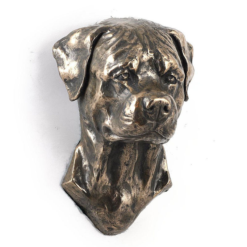 Art-Dog Rottweiler Hängende Büste Dekoration aus Kunstharz und Metall in Braun - Bild 5