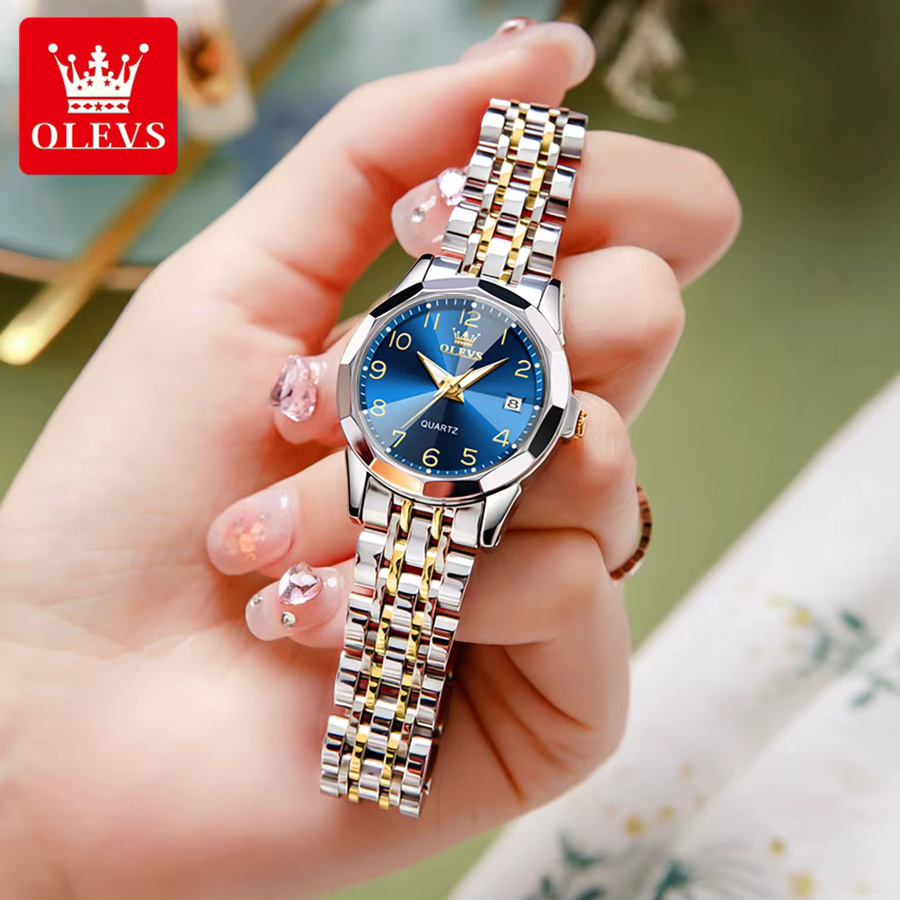 OLEVS Armbanduhr, Quarz, Edelstahl, Blau, Damen - Bild 3