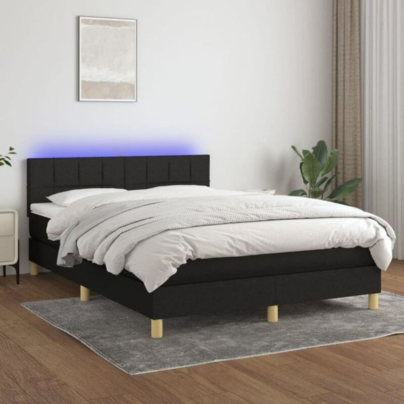 Vidaxl Boxspringbett mit Matratze in Schwarz aus Stoff, B/T/H: 140 x 200 cm - Bild 1