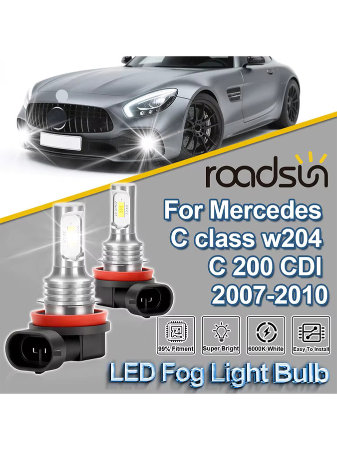 ROADSUN Ultrahelle Canbus Auto-LED-Nebelscheinwerferlampen für Mercedes C-Klasse W204 C 200 CDI, Farbe: Silber - Bild 6