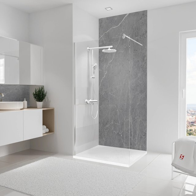 Schulte Duschrückwand DecoDesign Softtouch Stein Marmor-Grau aus Aluminium-Verbundplatte B: 255 cm, H: 100 cm, T: 30 cm - Bild 1