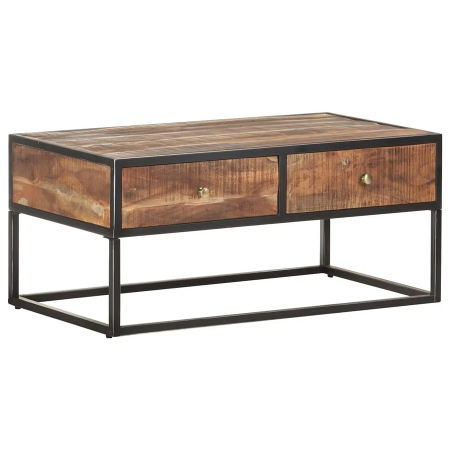 vidaXL Couchtisch aus Akazienholz in Braun und Schwarz mit industriellem Charme, B/T/H: 90 x 50 x 40 cm - Bild 2