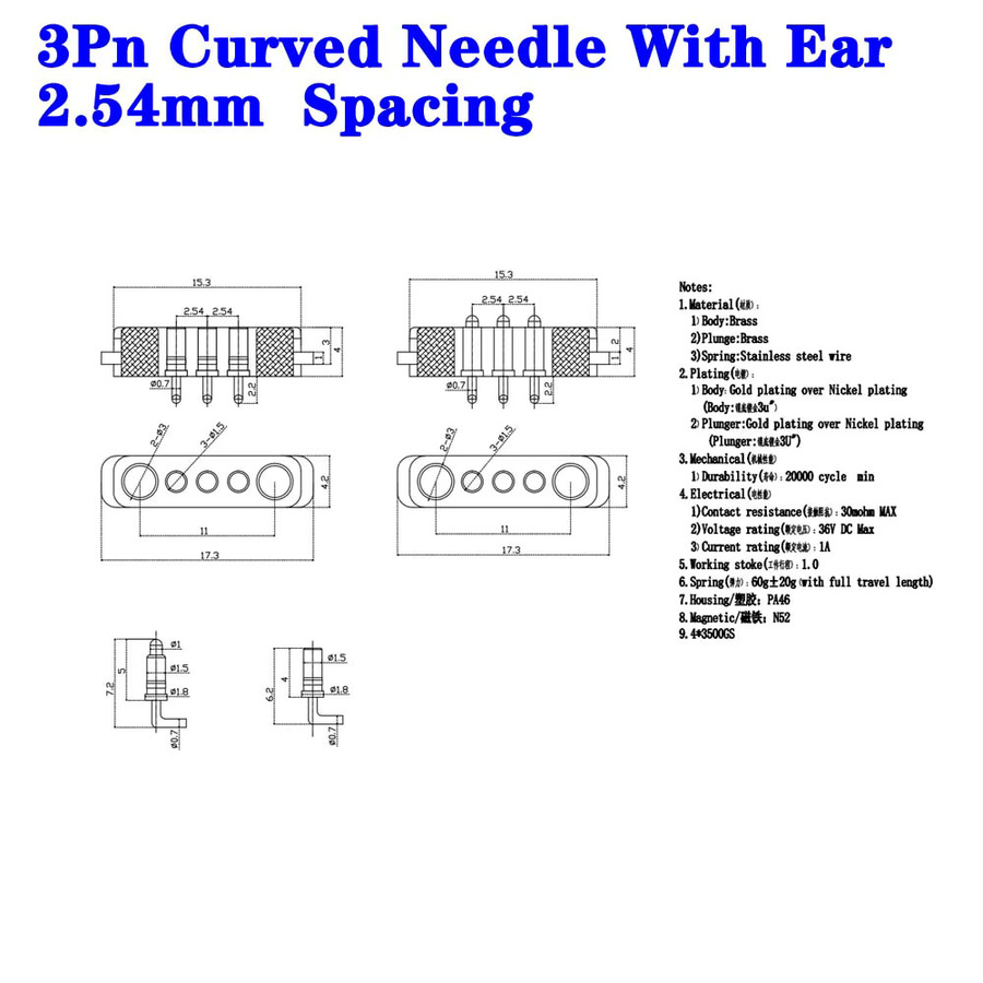 LAJQTAO Wasserdichter DC Magnetischer Federkontakt-Steckverbinder mit Nadelpin-Stecker und Schraubenlöchern, Schwarz - Bild 2