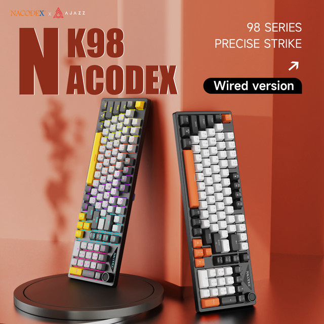 Ajazz NK98 Mechanische Gaming- und Bürotastatur mit 98 Tasten, Hot-Swappable, in Grau und Multicolour - Bild 1