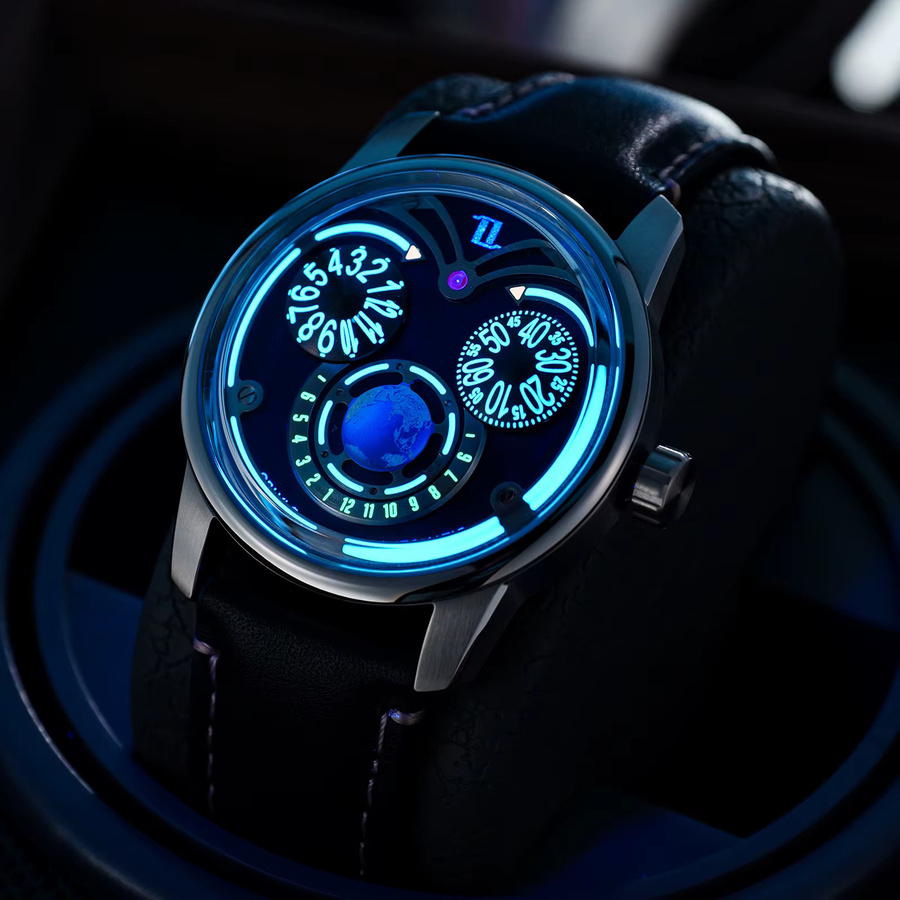 OBLVLO Automatik-Armbanduhr, Herren, grünes Zifferblatt, Lederarmband - Bild 4