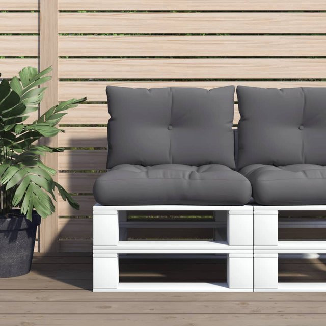 vidaXL Palettenkissen 2-teiliges Set Anthrazit aus wasserabweisendem Polyester, B/T/H: 61,5 x 60 x 61,5 cm - Bild 2