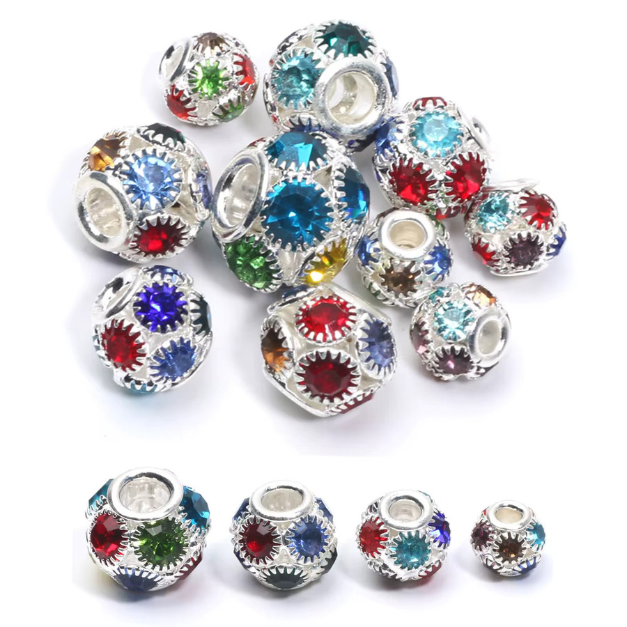 Laudsong Strass-Kristallperlen, runde Metallkugel, 8/10/12/14 mm, Unisex - Bild 2