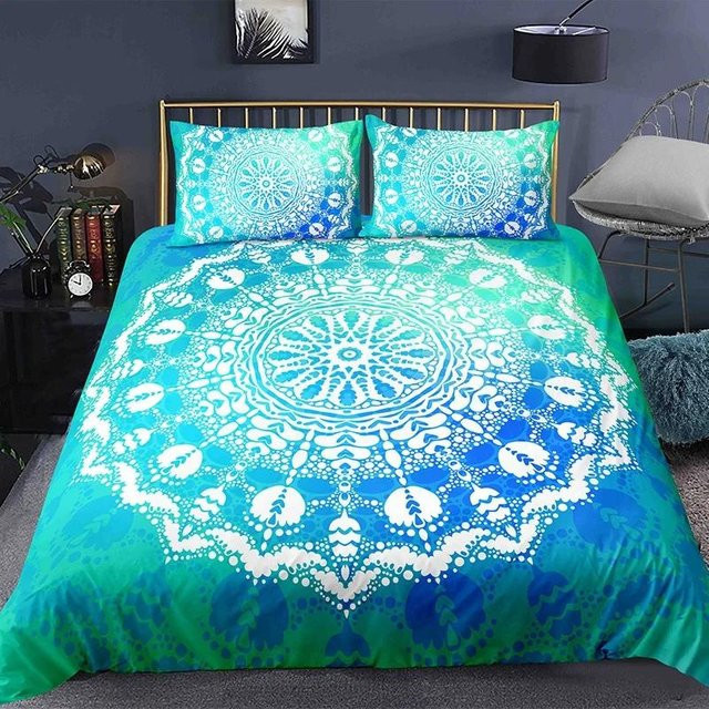 Boho-Mandala-Bettwäscheset Your Warm Home in Blau, 3-teilig mit Bettbezug und Kissenbezügen, B/H: 228 x 228 cm, Kissenbezüge: 50 x 70 cm - Bild 1