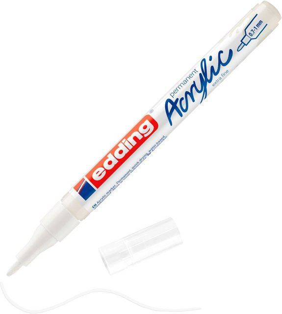 edding 5500 Acrylmarker Extra Fein in Verkehrsweiß für permanente Markierungen - Bild 1