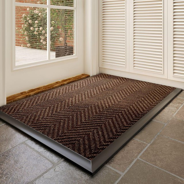 Rutschfeste Hotel-Fußmatte aus Gummi und Polyester in Grau, staubdicht und modern, B/T: 80 x 50 cm - Bild 1