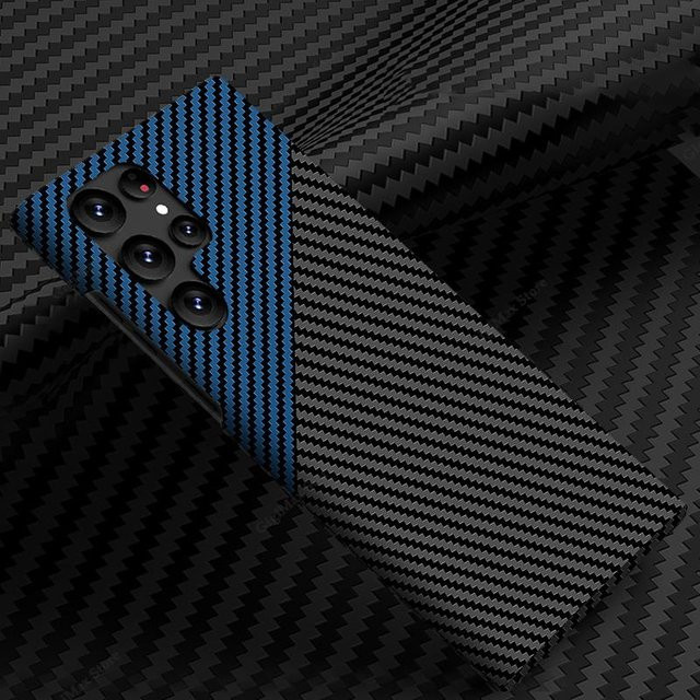 Carbon Fiber Schutzhülle für Samsung Galaxy S24 S23 S22 S21 Ultra 5G Plus in Schwarz mit kabellosem Laden - Bild 1