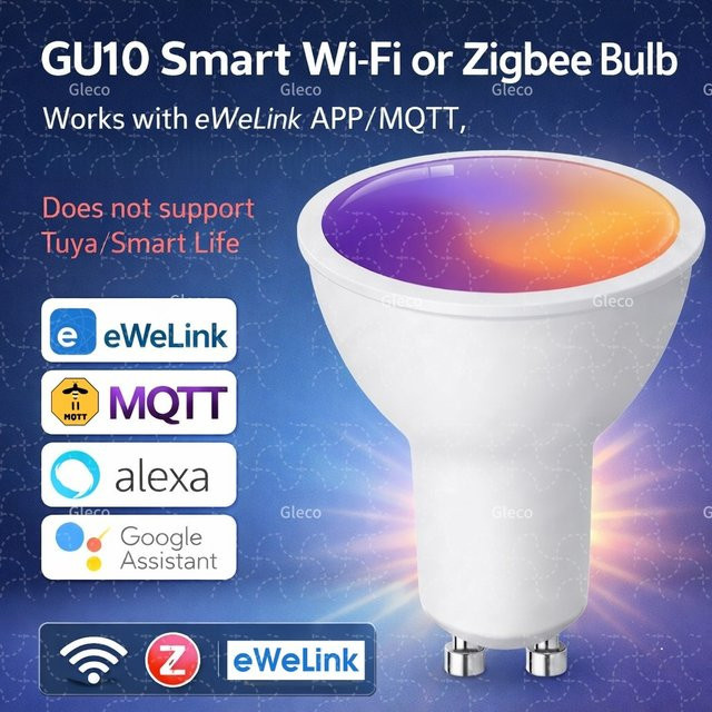 Ewelink GU10 Zigbee WLAN Smart LED-Glühbirne RGBW Multicolor mit Dimmer, kompatibel mit Alexa und Google Assistant - Bild 1