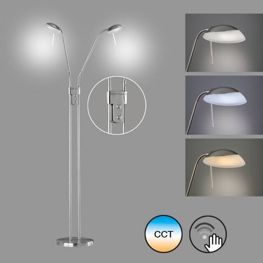 Fischer & Honsel LED-Stehleuchte Pool TW in Nickel matt mit alabasterfarbenem Glas, dimmbar, Höhe: 160 cm, Durchmesser: 26 cm - Bild 4